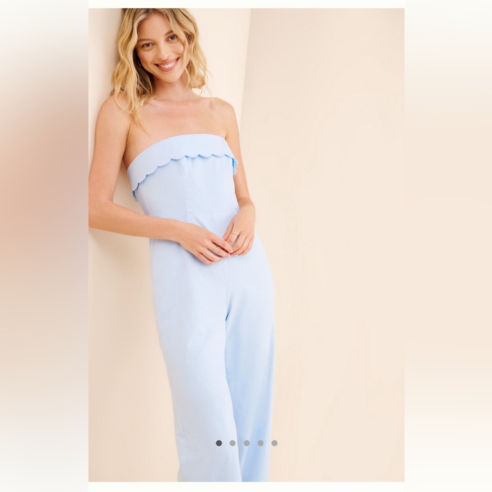 Chic Strapless Light Blue Jumpsuit